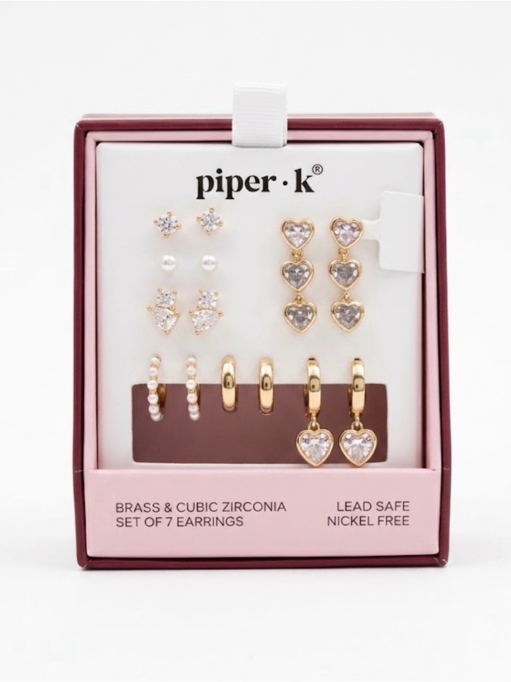 NWT ⚜️💎⚜️ Piper K Golden Tone Brass Earrings Set with Cubic Zirconia